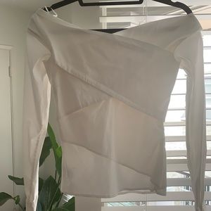 Theory Off shoulder white blouse